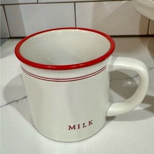 Hearth and Hand milk mug. White with red, nonsmoking home